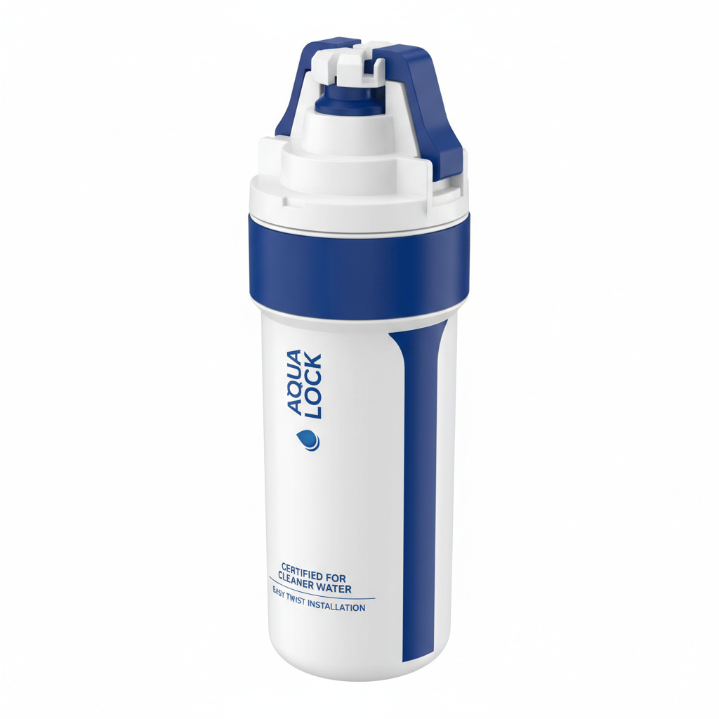 Refrigerator water filter cartridge with twist-and-lock installation