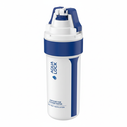 Refrigerator water filter cartridge with twist-and-lock installation